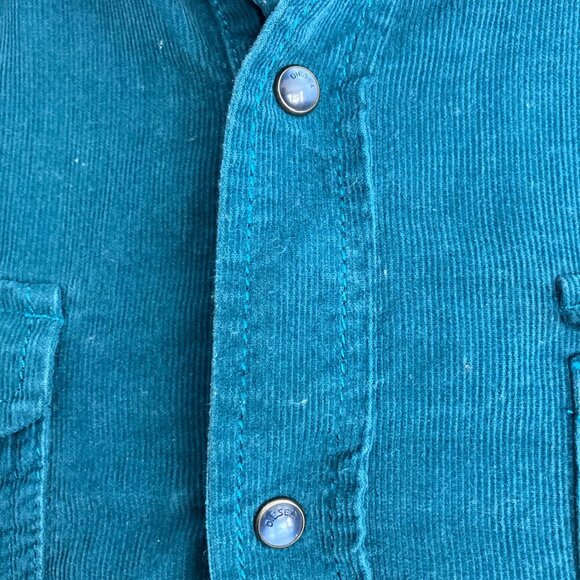 Vintage Diesel small women's teal corduroy l/s button down with pearl snaps - Picture 2 of 8